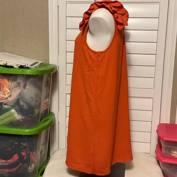 Entro Vibrant Orange Mini Dress with Ruffle Sleeves - Image 5