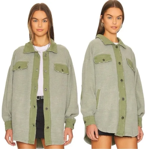 Free People Oversized Ruby Jacket in Jaded Shacket Grunge 90s Distressed Small - Image 13