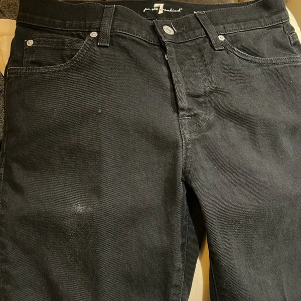 7 for all mankind women’s standard straight leg size 31 black jean - Image 3