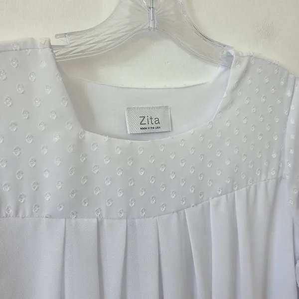 Zita White Maxi Dress Temple Church Baptism Modest Pockets High Neck Small - Image 4