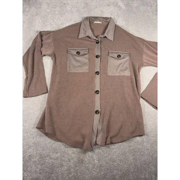 Reb. in J 220 Heather brown Ribbed Shirt Shacket‎ Size XL Lightweight - Image 5