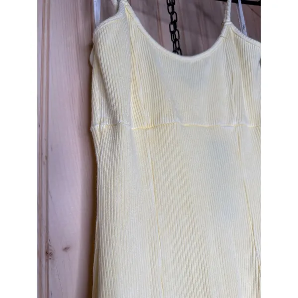 NWT Lulus Simply Pretty Washed Yellow Ribbed Pleated Sleeveless Mini Dress Sz M - Image 6