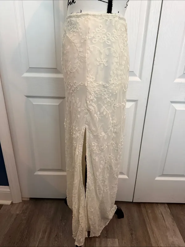 Altar'd State Ivory Embroidered Maxi Skirt - Image 5