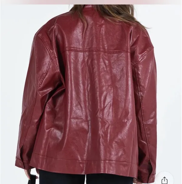 Princess Polly Red Leather Jacket - Image 2