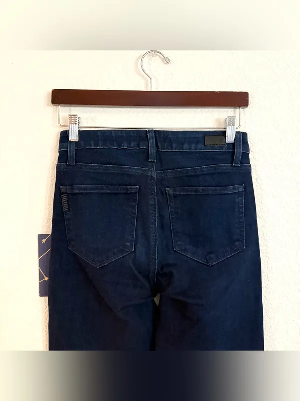 Paige Womens Jeans Denim Dark Wash Genevieve Modern High Rise Flare Size 27 - Image 4