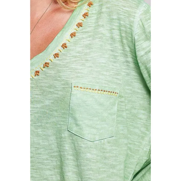 POL V-Neck Contrast Stitch Lightweight Knit Long Sleeve Top - Large - Image 6