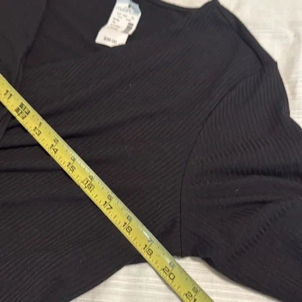Maurices Charcoal Pinstripe‎ Long Sleeve Wrap V-Neck Ribbed Knit Dress Large NWT - Image 5