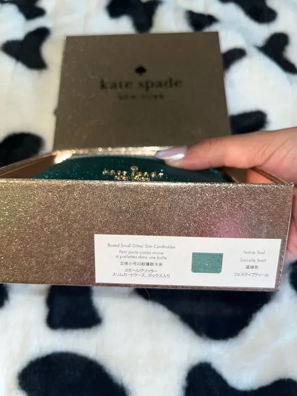 Kate Spade Turquoise Glitter Card Holder - Image 5