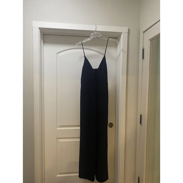 Lulus Jumpsuit Womens Large Black Sleeveless V Neck Strappy Wide Leg Party - Image 2
