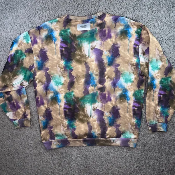 Boohoo Womens Abstract Tie Dye Tracksuit Set Cargo Sweatshirt Joggers Purple L - Image 3
