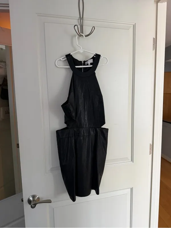 Revolve Sleek Black Cutout Faux-Leather Mini Dress - Image 3