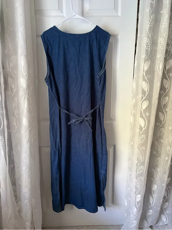 M. P. H. Vintage Denim Button-Front maxi Dress Floral Embroidery plus size 2X - Image 6