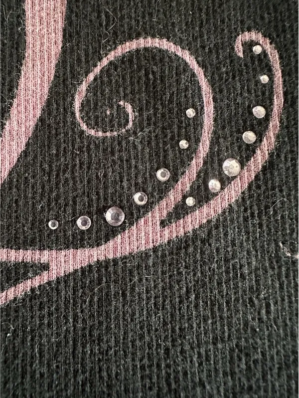 Harley Davidson Womens Small Black Ribbed Tank Top Pink Graphic Rhinestones Y2K - Image 4