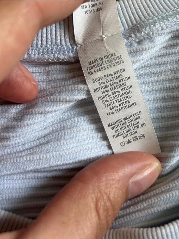 aerie Offline Light Blue Ribbed Short Sleeve Crop Top Activewear Stretch Workout - Image 3
