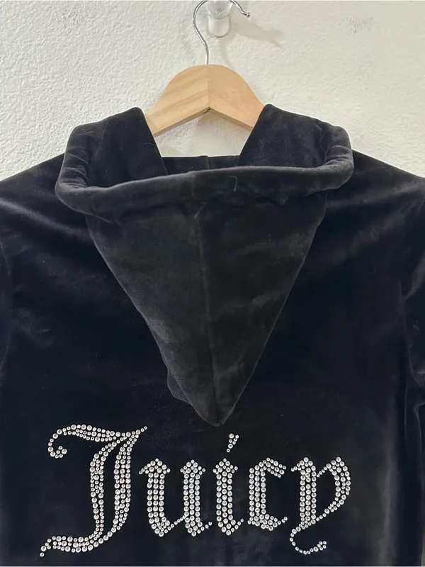Juicy Couture Women's OG Big Bling Velour Hoodie‎ Black Size XS - Image 10