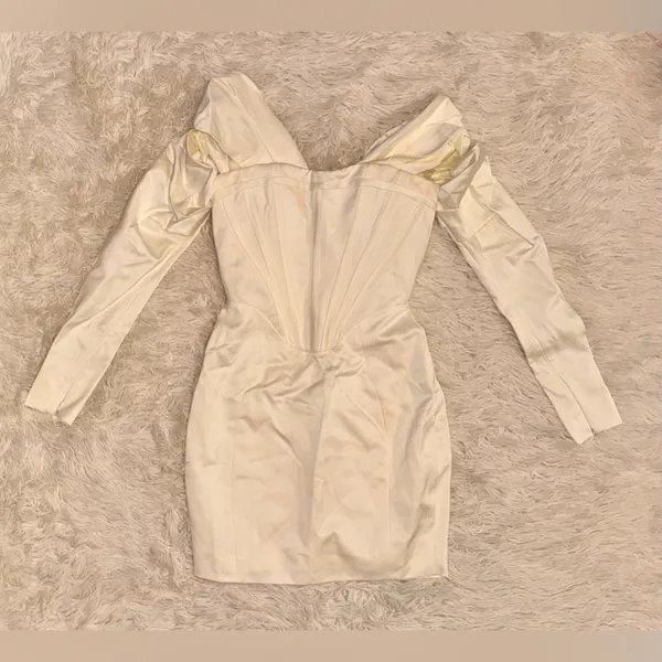 NWOT House Of CB 'Arista' Ivory Satin Corset Mini Dress sz XS - Image 6
