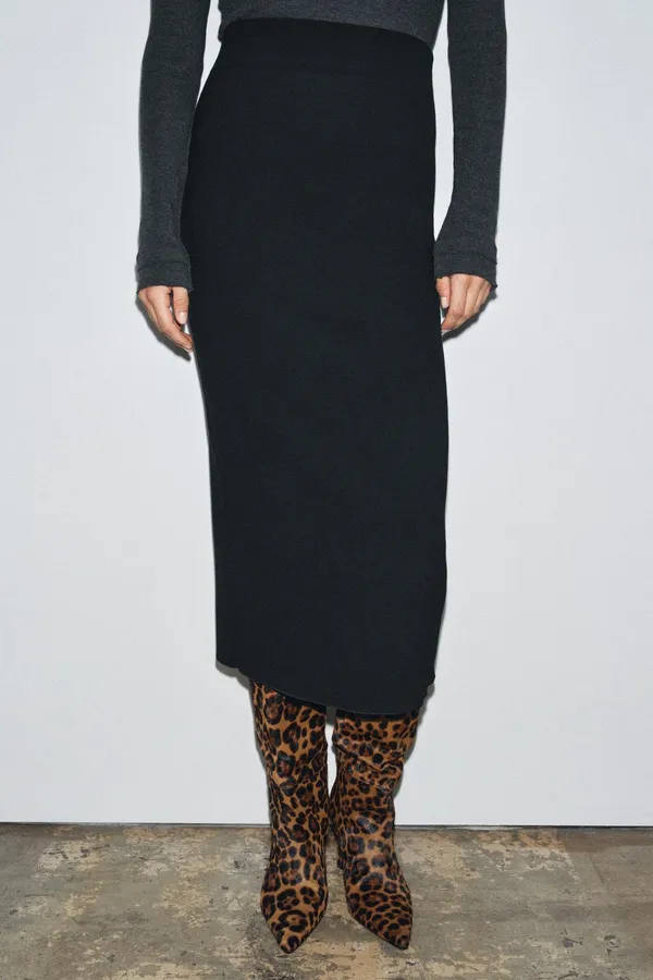 Zara Knit SLIT PENCIL SKIRT - Image 2