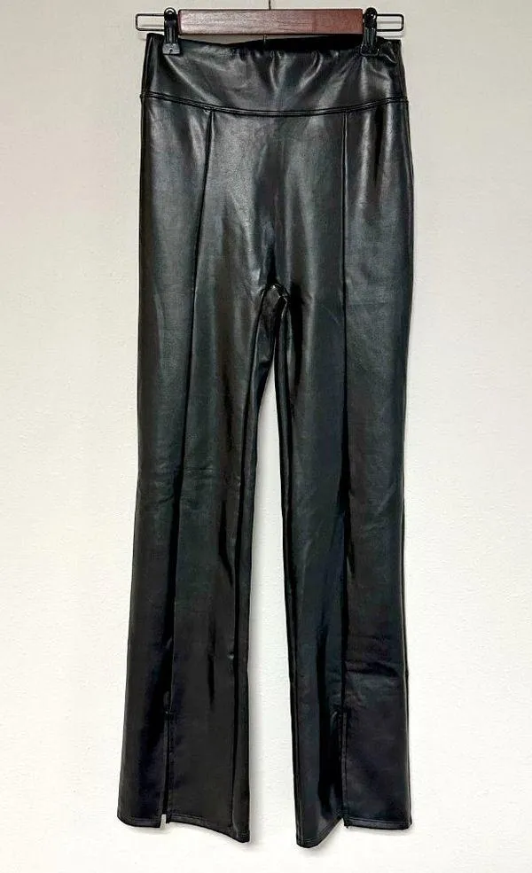 Abercrombie Split-Hem Vegan Leather Slim Flare Pants - Image 3