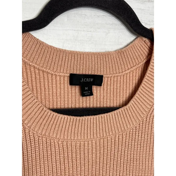 J.Crew Ribbed Knit Sweater Women's Medium Peach Long Sleeve Crew Neck Pullover - Image 2