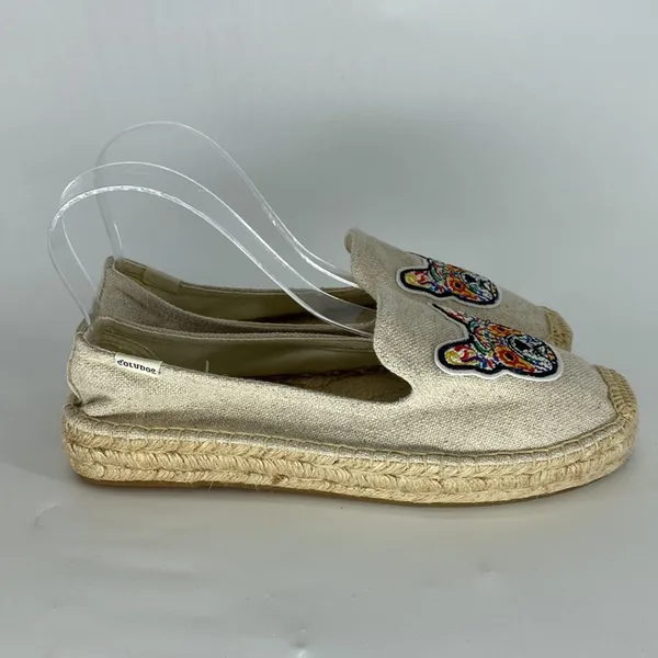 Soludos Frenchie Embroidered Platform Smoking Slipper (Sand) coastal size 9 - Image 4