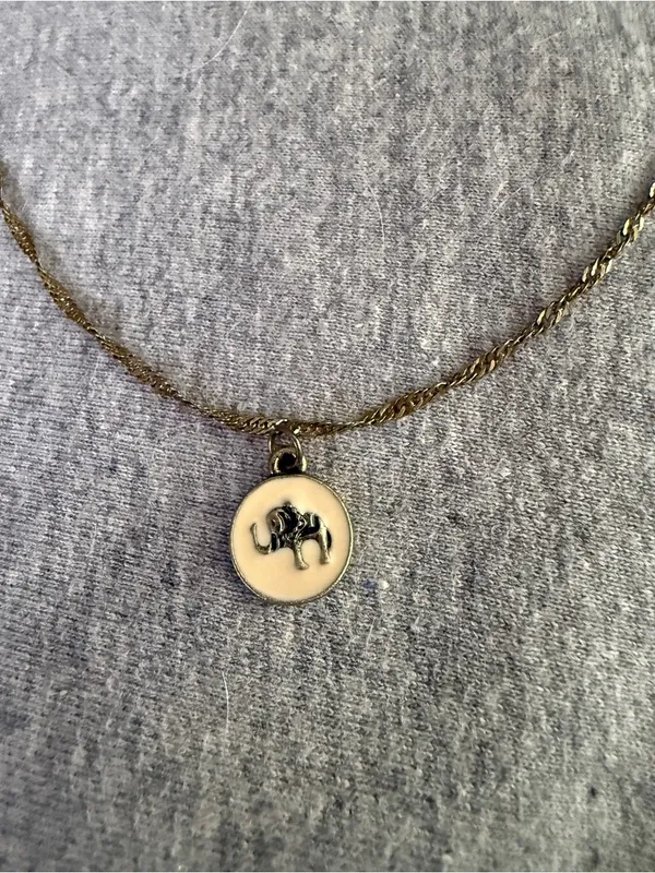 Gold Charm Elephant Disc Necklace - Women Jewelry - Image 2