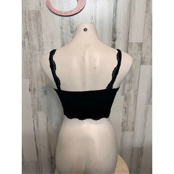 Romwe Black Lace Trim Crop Cami Top – Size S (US 4) - Image 2