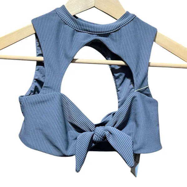 Frankies Bikinis NWT Gray Ronnie‎ Ribbed Neck Tie Top Size Small - Image 5