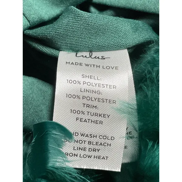 Lulus Especially Fabulous Emerald Sequin Feather Sleeveless Mini Bodycon Dress M - Image 6