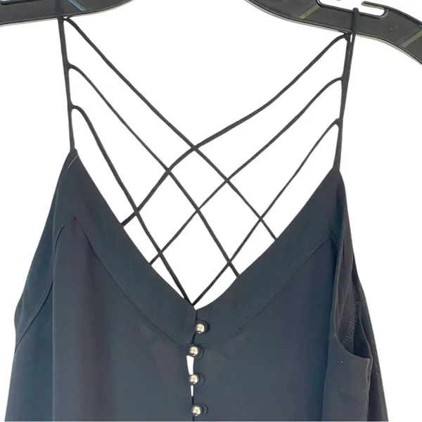 Naked Zebra Black Draped Racerback Tank Top- With Silver Buttons Size S - Image 3