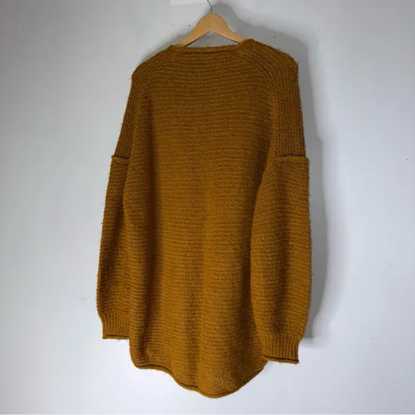Free People‎ knit sweater over sized mustard brown color Alpaca Blend Small - Image 2