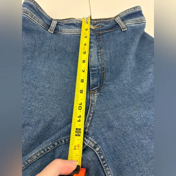 ZARA Wide Leg Raw‎ Hem Ultra high rise Denim Jeans size 6 EUC - Image 6