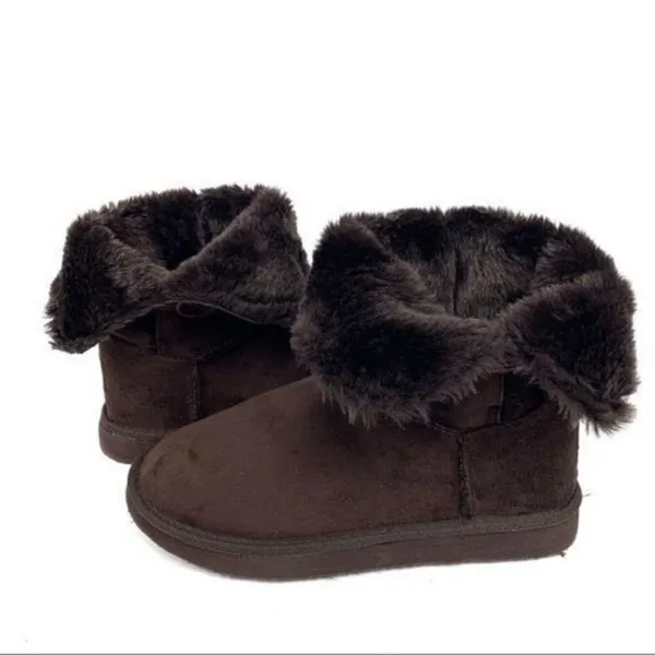 Bumper Brown Faux Suede & Fur Boots Size 7 - Image 3