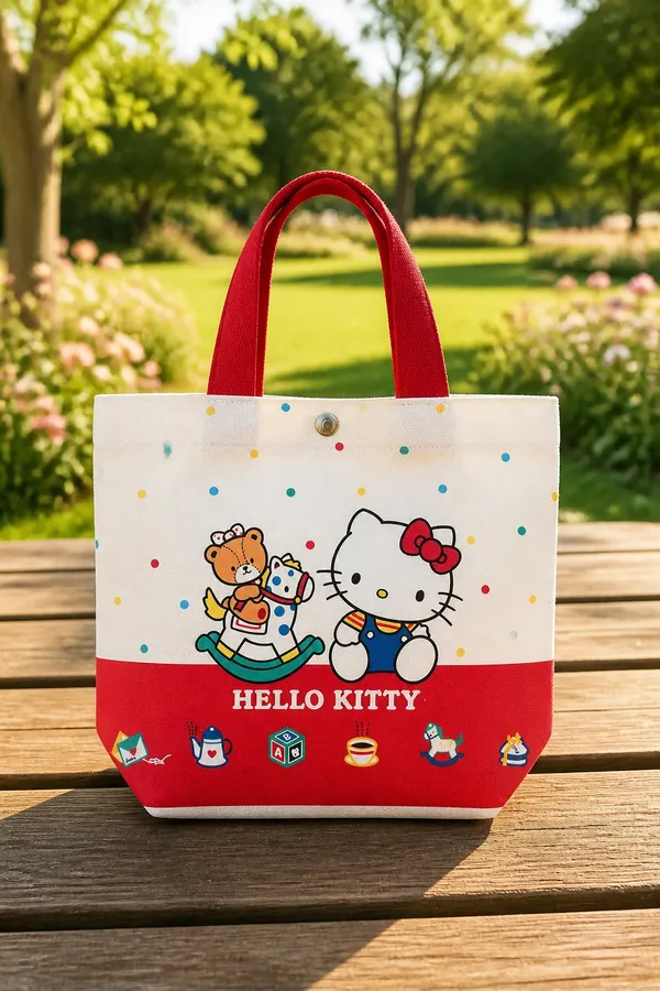 Sanrio Hello Kitty White/Red Canvas Medium Size Tote Bag NWT - Image 3