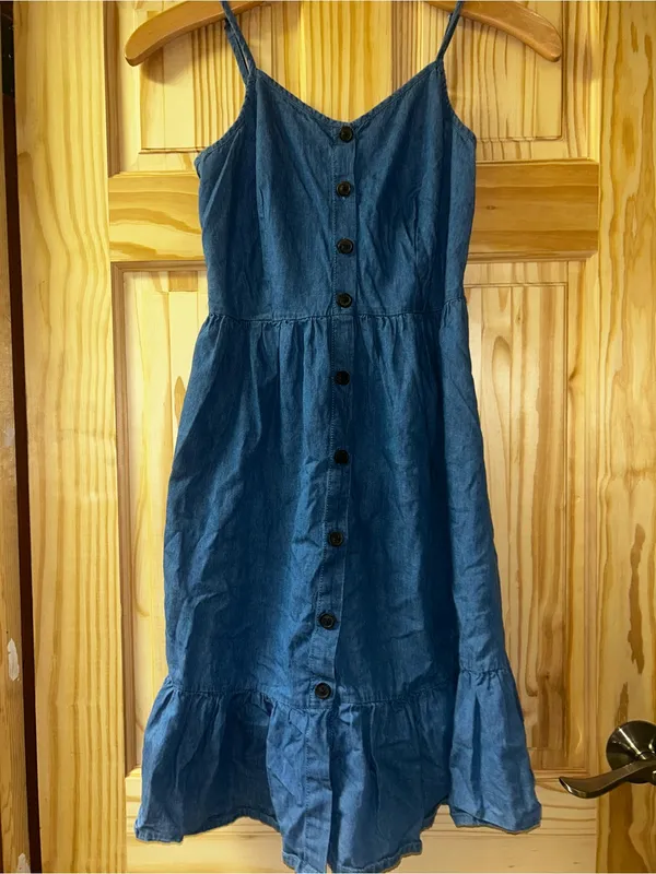 Japna Indigo Blue Button-Front Spaghetti Strap Midi Dress - Image 2