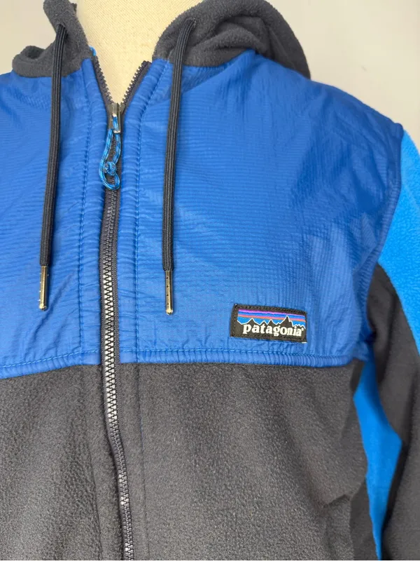 Patagonia Hooded Fleece Jacket - Blue & Black - Image 3