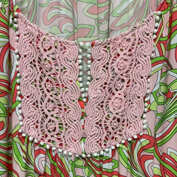 Crown & Ivy Tunic with Pink cotton lace & colorful design - Image 3