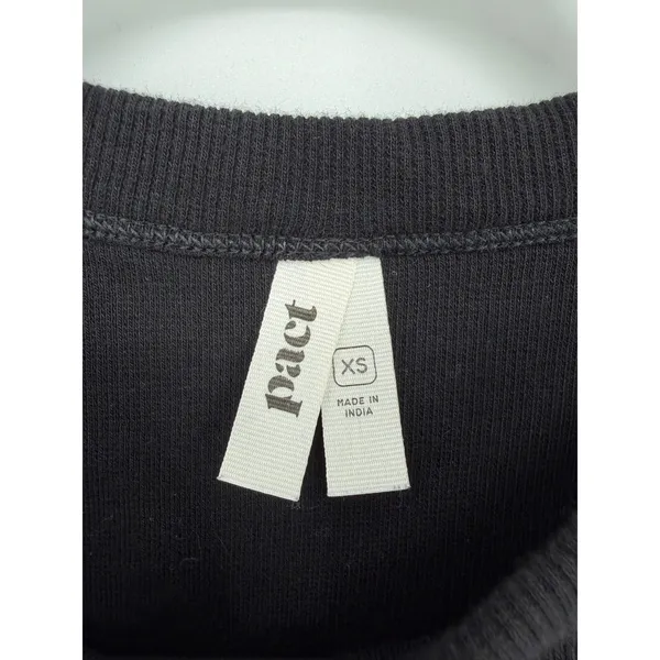 Pact Long Sleeve Top Ribbed Organic Cotton XS Black Slim Fit Crew Neck Tee - Image 6