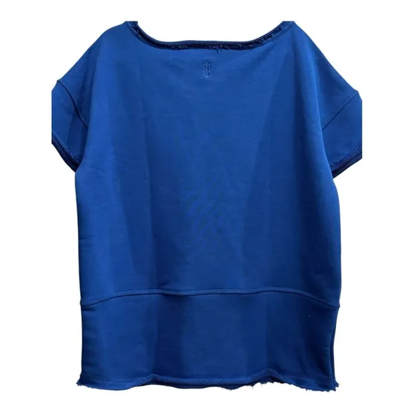 New FREE PEOPLE Movement Cruise Off the Shoulder Sweatshirt Blue Oversized‎ S - Image 4