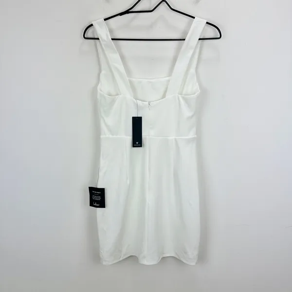 Lulus Social Sensation White Square Neck Mini Bodycon Dress Fitted Small NWT - Image 8