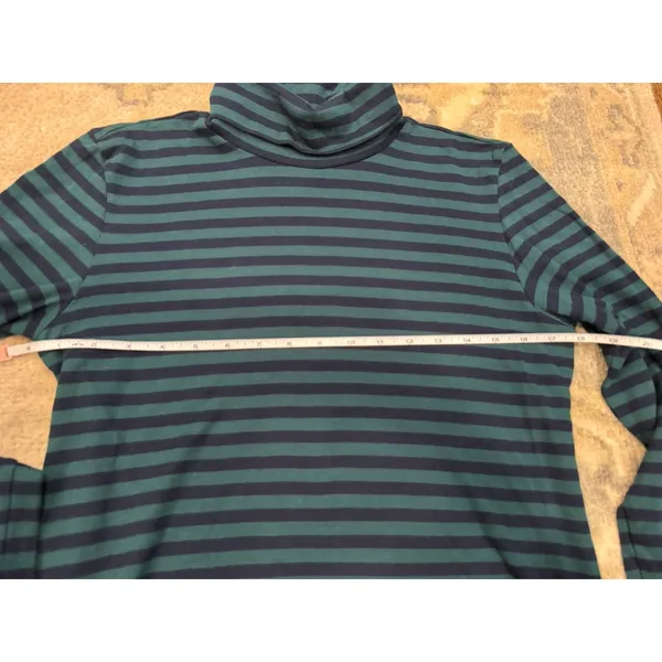FAHERTY Turtleneck Top Green Navy Stripe Sz Small NEW - Image 8