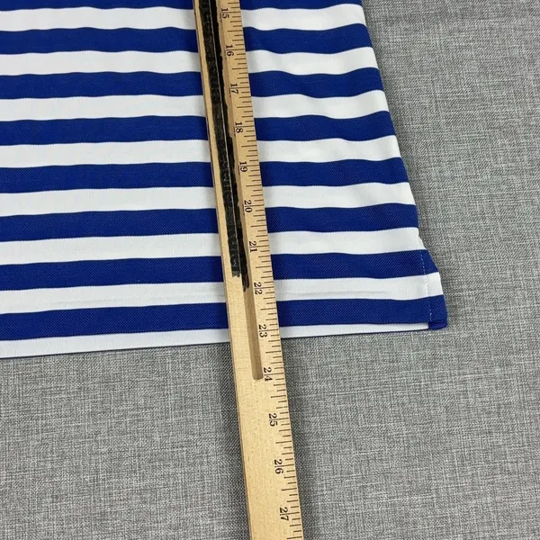 RLX Ralph Lauren Polo Womens S Blue Striped Short‎ Sleeve Collared Snap - Image 4