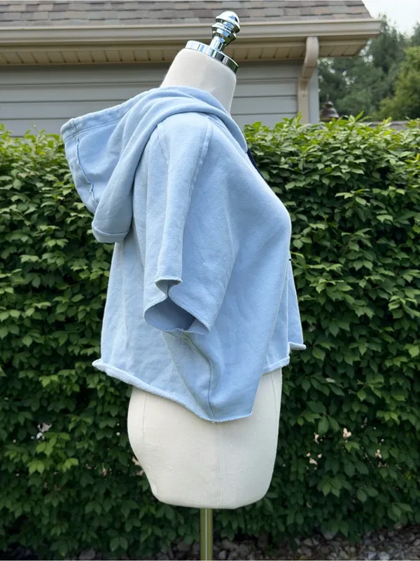 Under Armour Project Rock‎ Cropped Fleece Hoodie Blue Gymcore Athleisure XS - Image 6