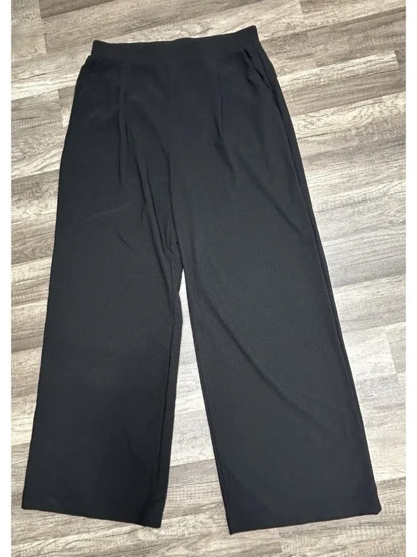 Halara Pants Large Tall Black High Waisted Wide Leg Pull On Stretch Lounge NWT - Image 3