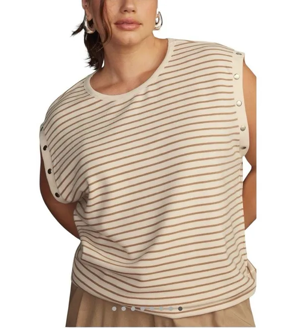 Anthropologie Maeve Slouchy‎ Striped Long Sleeve Tee Size S - Image 3
