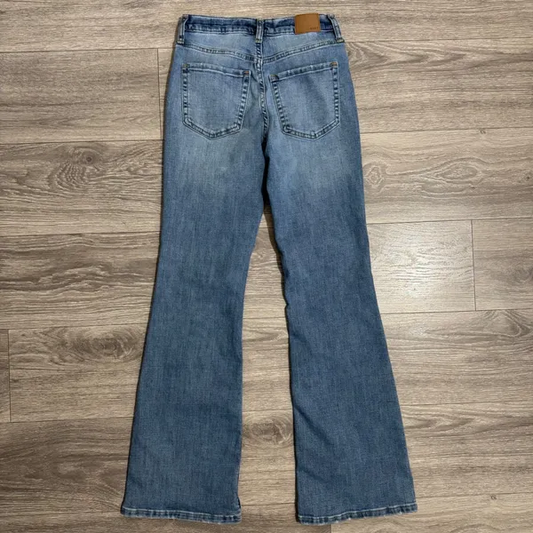 Aeropostale‎ Womens High Rise Flare Jeans 24x31 in Medium Wash Blue Size 2 Boho - Image 2