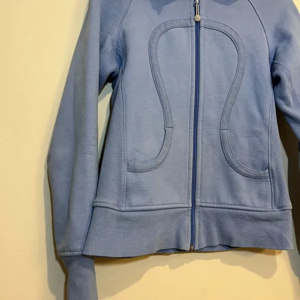 2000s Lululemon Sweatshirt Scuba Hoodie Full Zip Periwinkle Blue Women Size 6 - Image 3