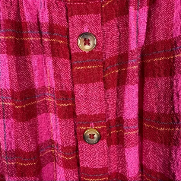 Anthropologie Pink Plaid Isadora‎ Henley Flannel Top - Image 6