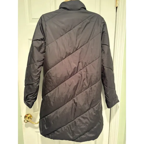 United Colors of Benetton Black Down Puffer Coat‎ Y2K Gorpcore Long Jacket L - Image 4