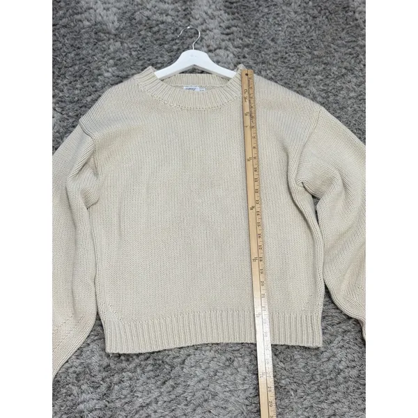 Princess Polly Chunky Knit Sweater Beige Oversized Crewneck Balloon Sleeve S/M - Image 9