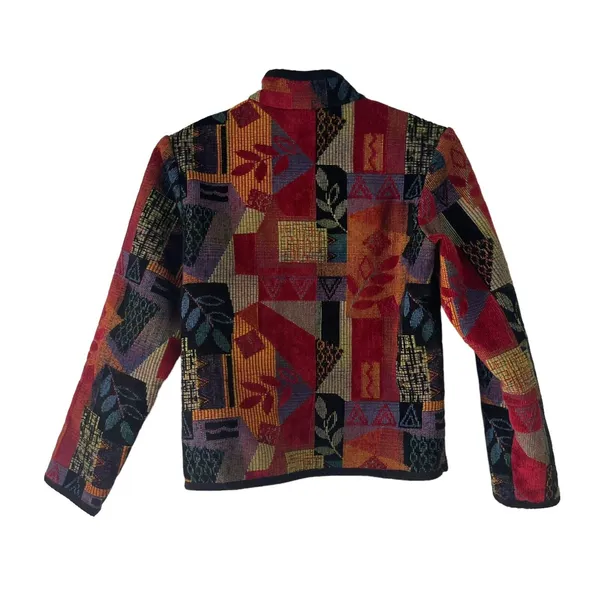 A La Carte Women's Size P XS‎ Abstract Multicolor Corduroy Zip Jacket - Image 6